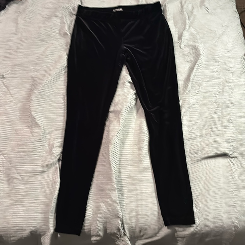 Black velvet leggings